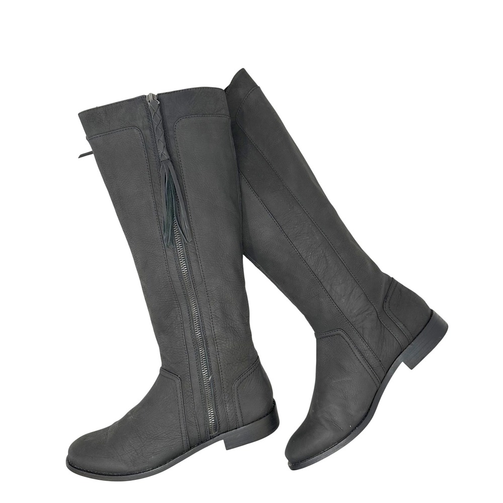 Ella‎ Moss Rachel Tassel Knee High Leather Boots Black Size 7